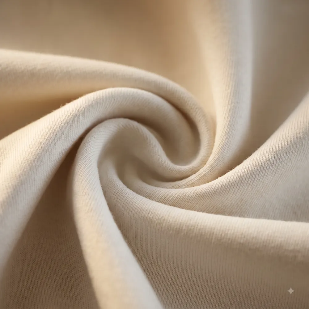 Bone-white combed cotton jersey fabric in a soft swirl